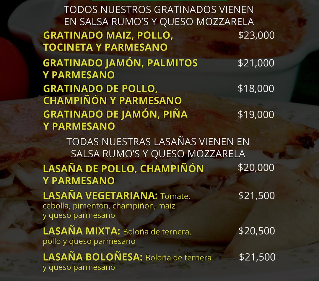 Carta Gratinados Y Lasa as Pizzas Rumo s carta-gratinados-y-lasa-as-pizzas-rumo-s